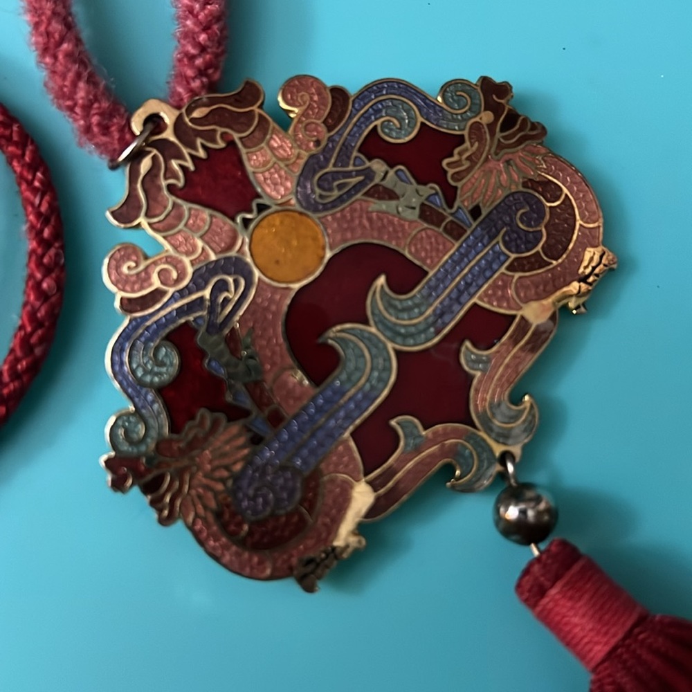 Red Dragon Pendant Tassel Necklace - Picture 2 of 3